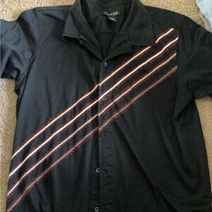 Mens Black Red and White Kenneth Cole New York Button Down Shirt